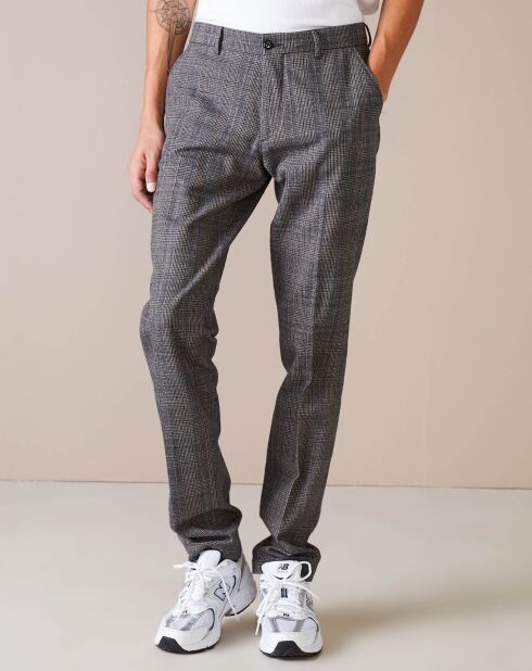 Pantalon chino slim Porths à carreaux gris