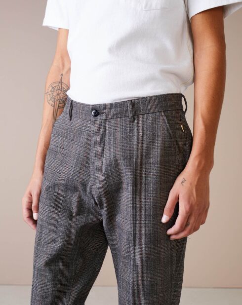 Pantalon chino slim Porths à carreaux gris