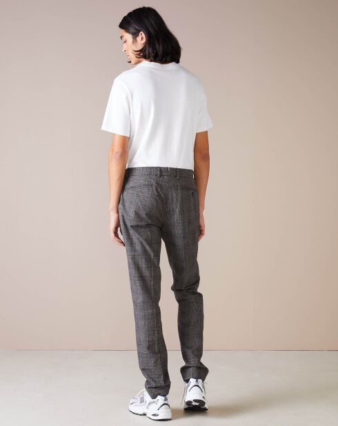 Pantalon chino slim Porths à carreaux gris