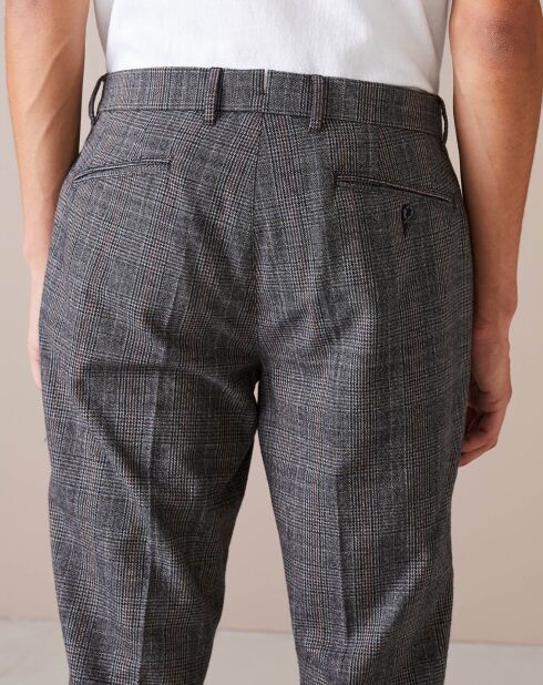 Pantalon chino slim Porths à carreaux gris