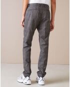Pantalon chino slim Porths à carreaux gris