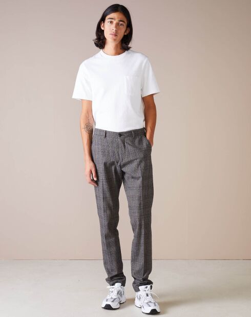Pantalon chino slim Porths à carreaux gris