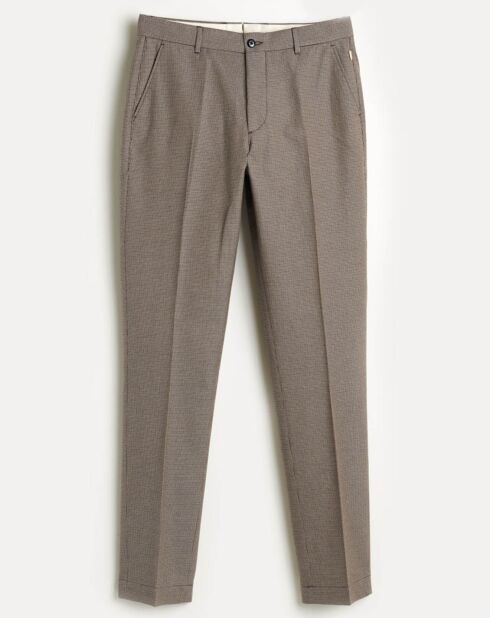 Pantalon chino slim Porths micro carreaux taupe