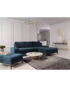 Canapé d'angle droit convertible avec coffre de rangement planet 5 places pétrole - 315x212x87 cm