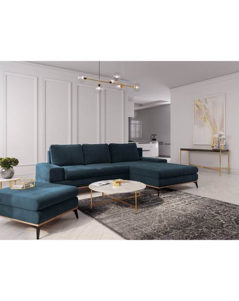 Canapé d'angle droit convertible avec coffre de rangement planet 5 places pétrole - 315x212x87 cm
