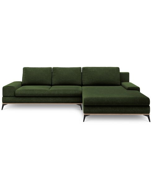 Canapé d'angle droit convertible avec coffre de rangement Astre 5 places vert bouteille - 315x212x87 cm