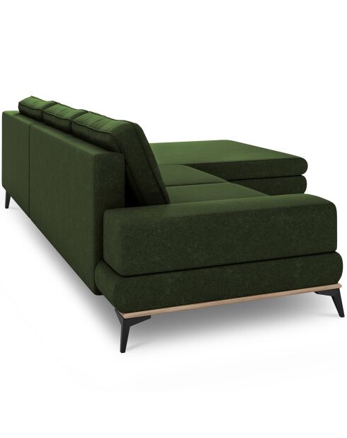 Canapé d'angle droit convertible avec coffre de rangement Astre 5 places vert bouteille - 315x212x87 cm