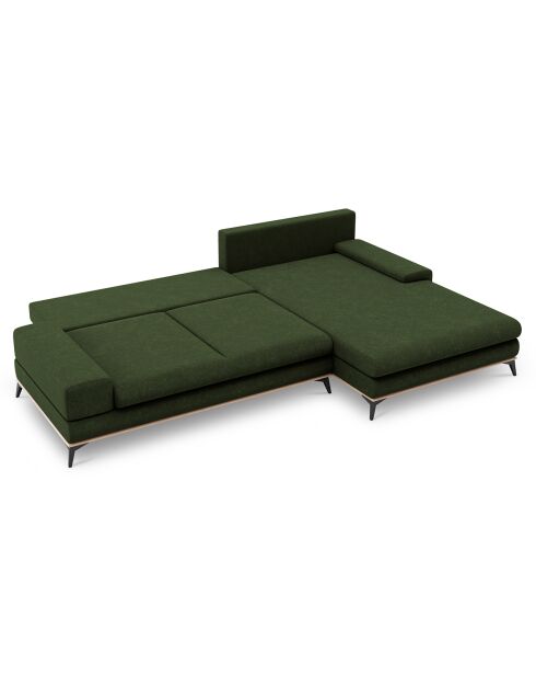 Canapé d'angle droit convertible avec coffre de rangement Astre 5 places vert bouteille - 315x212x87 cm