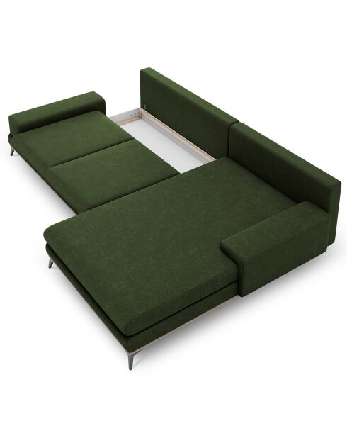 Canapé d'angle droit convertible avec coffre de rangement Astre 5 places vert bouteille - 315x212x87 cm