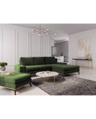 Canapé d'angle droit convertible avec coffre de rangement Astre 5 places vert bouteille - 315x212x87 cm