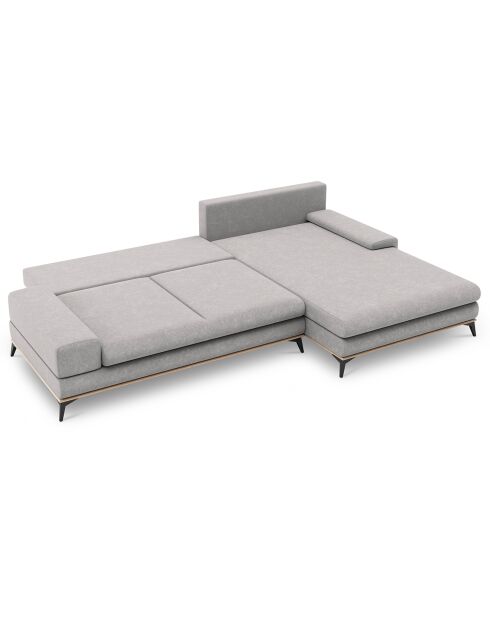 Canapé d'angle droit convertible avec coffre de rangement Astre 5 places gris - 315x212x87 cm