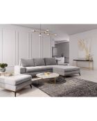 Canapé d'angle droit convertible avec coffre de rangement Astre 5 places gris - 315x212x87 cm