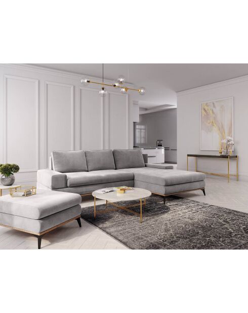 Canapé d'angle droit convertible avec coffre de rangement Astre 5 places gris - 315x212x87 cm