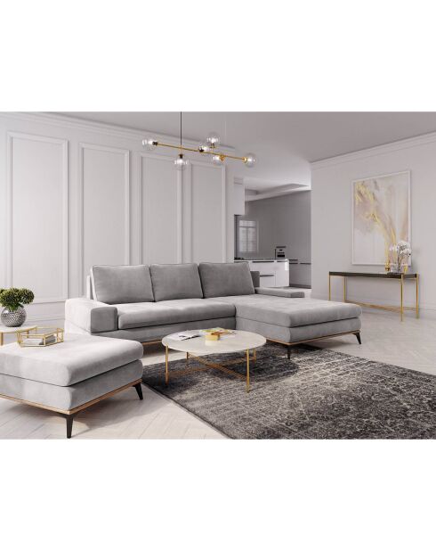 Canapé d'angle droit convertible avec coffre de rangement Astre 5 places gris - 315x212x87 cm
