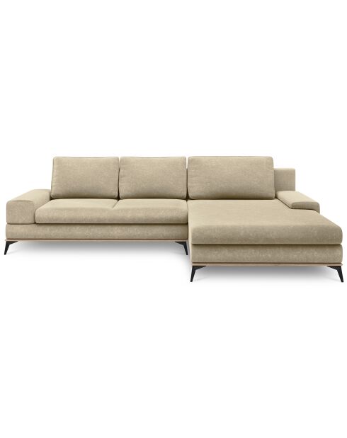 Canapé d'angle droit convertible avec coffre de rangement Astre 5 places beige - 315x212x87 cm