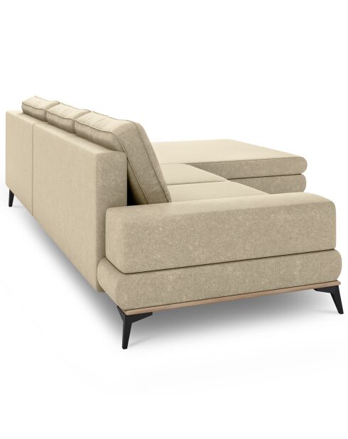 Canapé d'angle droit convertible avec coffre de rangement Astre 5 places beige - 315x212x87 cm