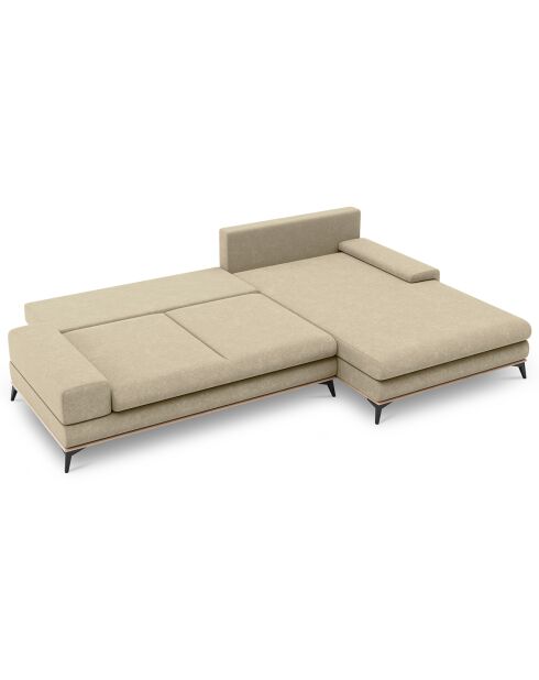 Canapé d'angle droit convertible avec coffre de rangement Astre 5 places beige - 315x212x87 cm