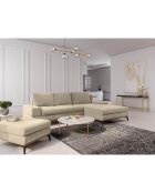 Canapé d'angle droit convertible avec coffre de rangement Astre 5 places beige - 315x212x87 cm