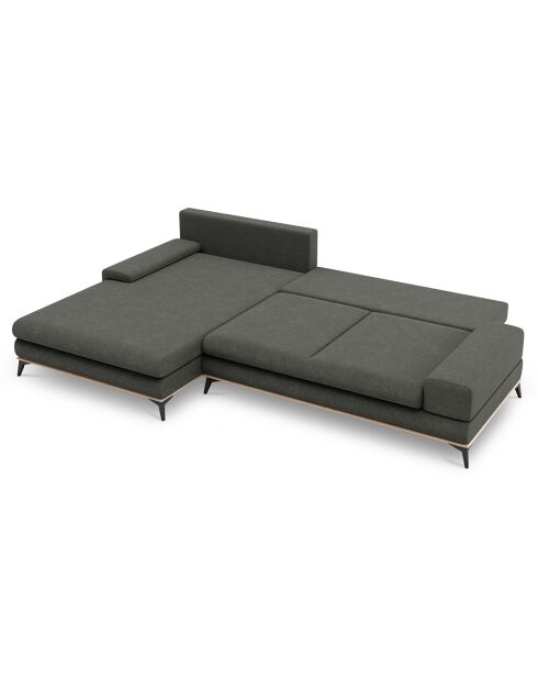 Canapé d'angle gauche convertible avec coffre de rangement planet 5 places gris foncé - 315x212x87 cm