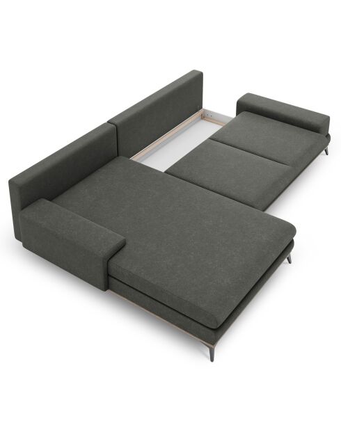 Canapé d'angle gauche convertible avec coffre de rangement planet 5 places gris foncé - 315x212x87 cm