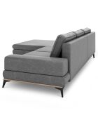 Canapé d'angle gauche convertible avec coffre de rangement Astre 5 places gris - 315x212x87 cm