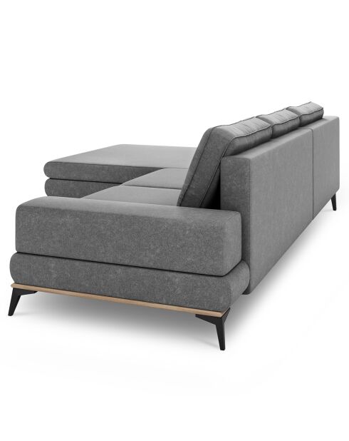 Canapé d'angle gauche convertible avec coffre de rangement Astre 5 places gris - 315x212x87 cm