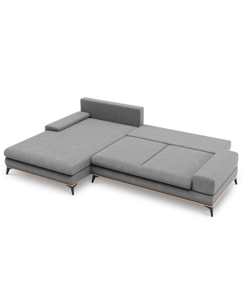 Canapé d'angle gauche convertible avec coffre de rangement Astre 5 places gris - 315x212x87 cm