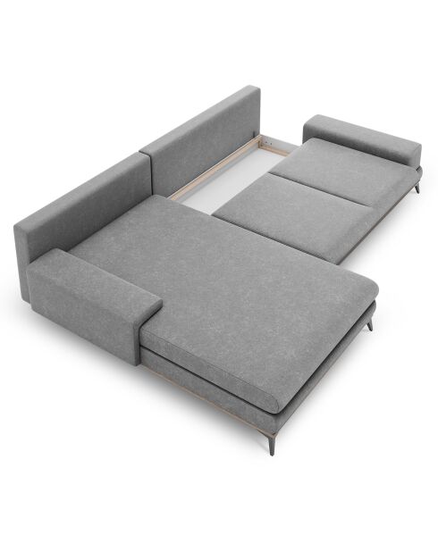 Canapé d'angle gauche convertible avec coffre de rangement Astre 5 places gris - 315x212x87 cm