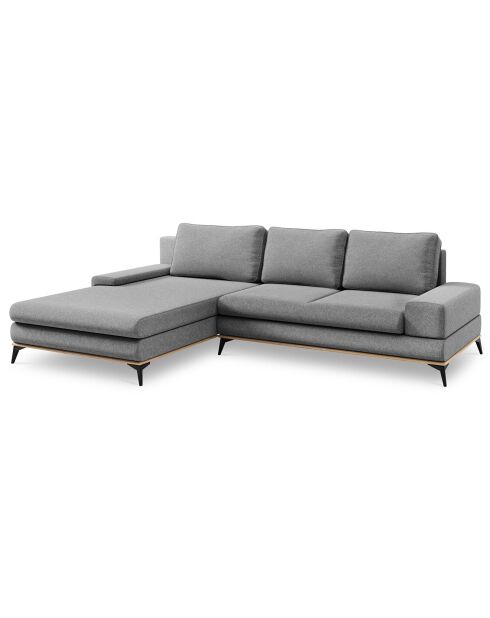 Canapé d'angle gauche convertible avec coffre de rangement Astre 5 places gris - 315x212x87 cm