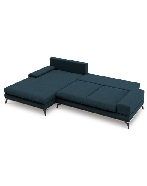 Canapé d'angle gauche convertible avec coffre de rangement planet 5 places pétrole - 315x212x87 cm