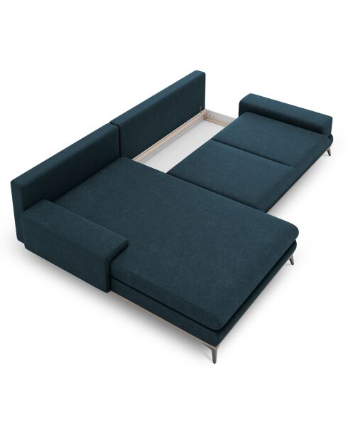 Canapé d'angle gauche convertible avec coffre de rangement planet 5 places pétrole - 315x212x87 cm