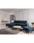Canapé d'angle gauche convertible avec coffre de rangement planet 5 places pétrole - 315x212x87 cm