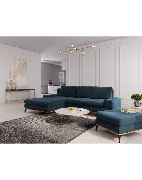 Canapé d'angle gauche convertible avec coffre de rangement planet 5 places pétrole - 315x212x87 cm