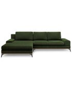 Canapé d'angle gauche convertible avec coffre de rangement Astre 5 places vert bouteille - 315x212x87 cm