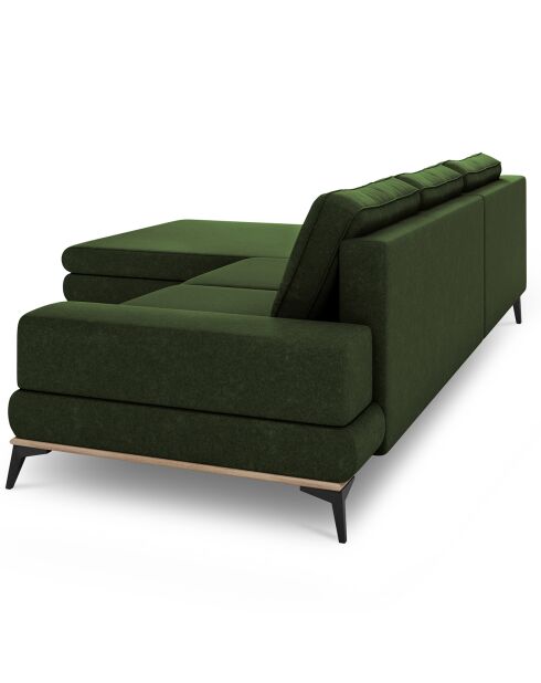 Canapé d'angle gauche convertible avec coffre de rangement Astre 5 places vert bouteille - 315x212x87 cm