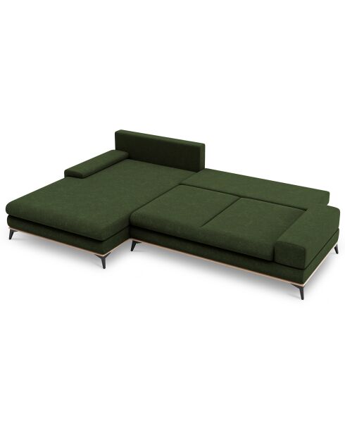 Canapé d'angle gauche convertible avec coffre de rangement Astre 5 places vert bouteille - 315x212x87 cm