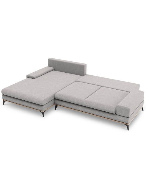 Canapé d'angle gauche convertible avec coffre de rangement Astre 5 places gris - 315x212x87 cm