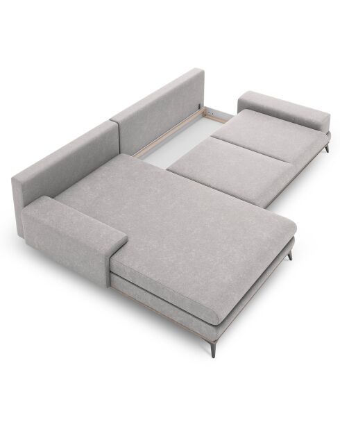 Canapé d'angle gauche convertible avec coffre de rangement Astre 5 places gris - 315x212x87 cm