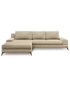 Canapé d'angle gauche convertible avec coffre de rangement Astre 5 places beige - 315x212x87 cm