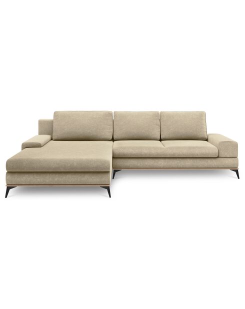 Canapé d'angle gauche convertible avec coffre de rangement Astre 5 places beige - 315x212x87 cm