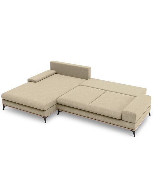 Canapé d'angle gauche convertible avec coffre de rangement Astre 5 places beige - 315x212x87 cm