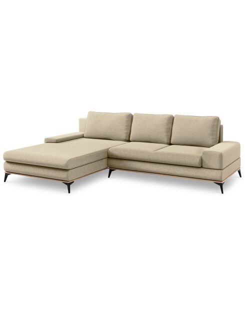 Canapé d'angle gauche convertible avec coffre de rangement Astre 5 places beige - 315x212x87 cm