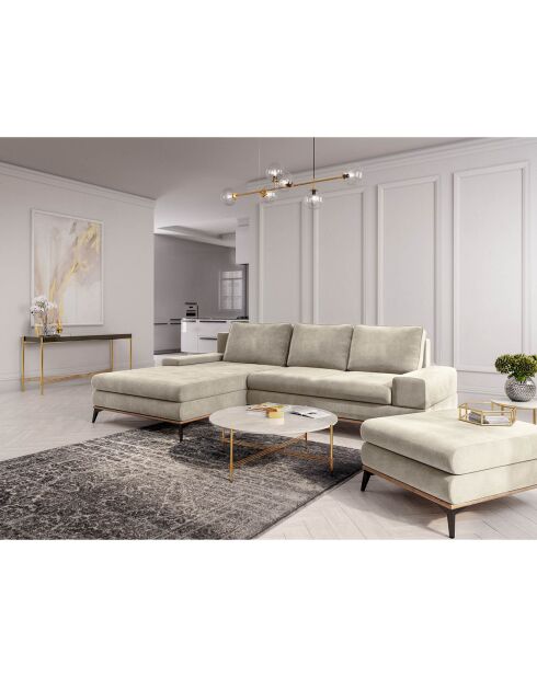Pouf velours astre beige - 106x78x44 cm