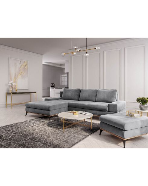 Pouf velours astre gris - 106x78x44 cm
