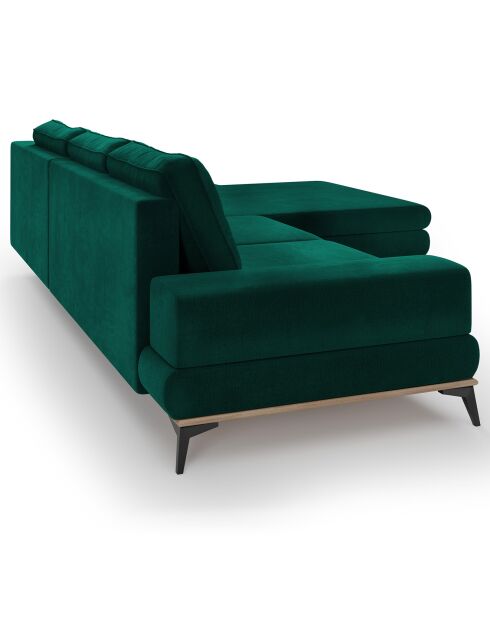 Canapé d'angle droit velours convertible avec coffre de rangement astre 5 places vert bouteille - 315x212x87 cm