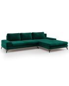 Canapé d'angle droit velours convertible avec coffre de rangement astre 5 places vert bouteille - 315x212x87 cm