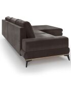 Canapé d'angle droit velours convertible avec coffre de rangement astre 5 places marron foncé - 315x212x87 cm