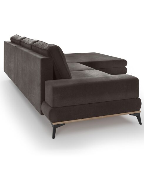 Canapé d'angle droit velours convertible avec coffre de rangement astre 5 places marron foncé - 315x212x87 cm