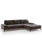 Canapé d'angle droit velours convertible avec coffre de rangement astre 5 places marron foncé - 315x212x87 cm