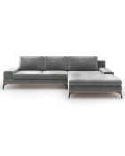 Canapé d'angle droit velours convertible avec coffre de rangement astre 5 places gris - 315x212x87 cm